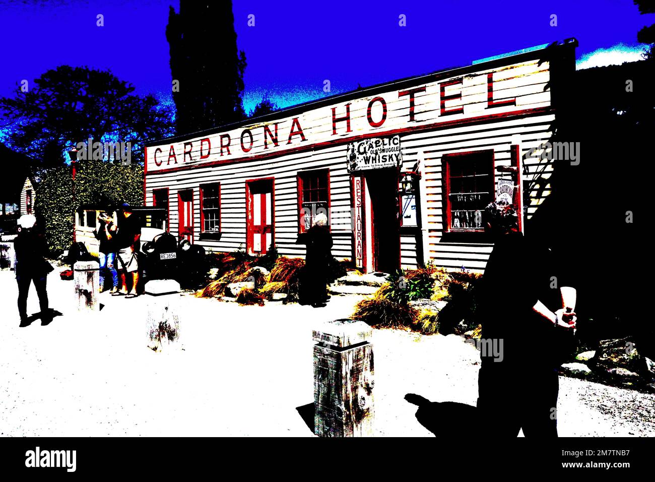 In-Camera-Posterization des historischen Cardrona Hotels Neuseelands Stockfoto