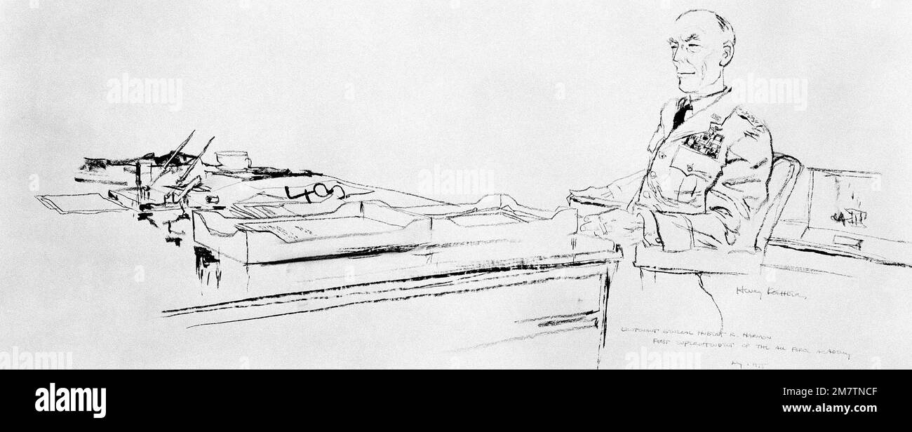 Kunstwerk: "Erster Leiter der Luftakademie - LGEN Hubert Harmon" Künstler: Henry Koehler. Land: Unbekannt Stockfoto