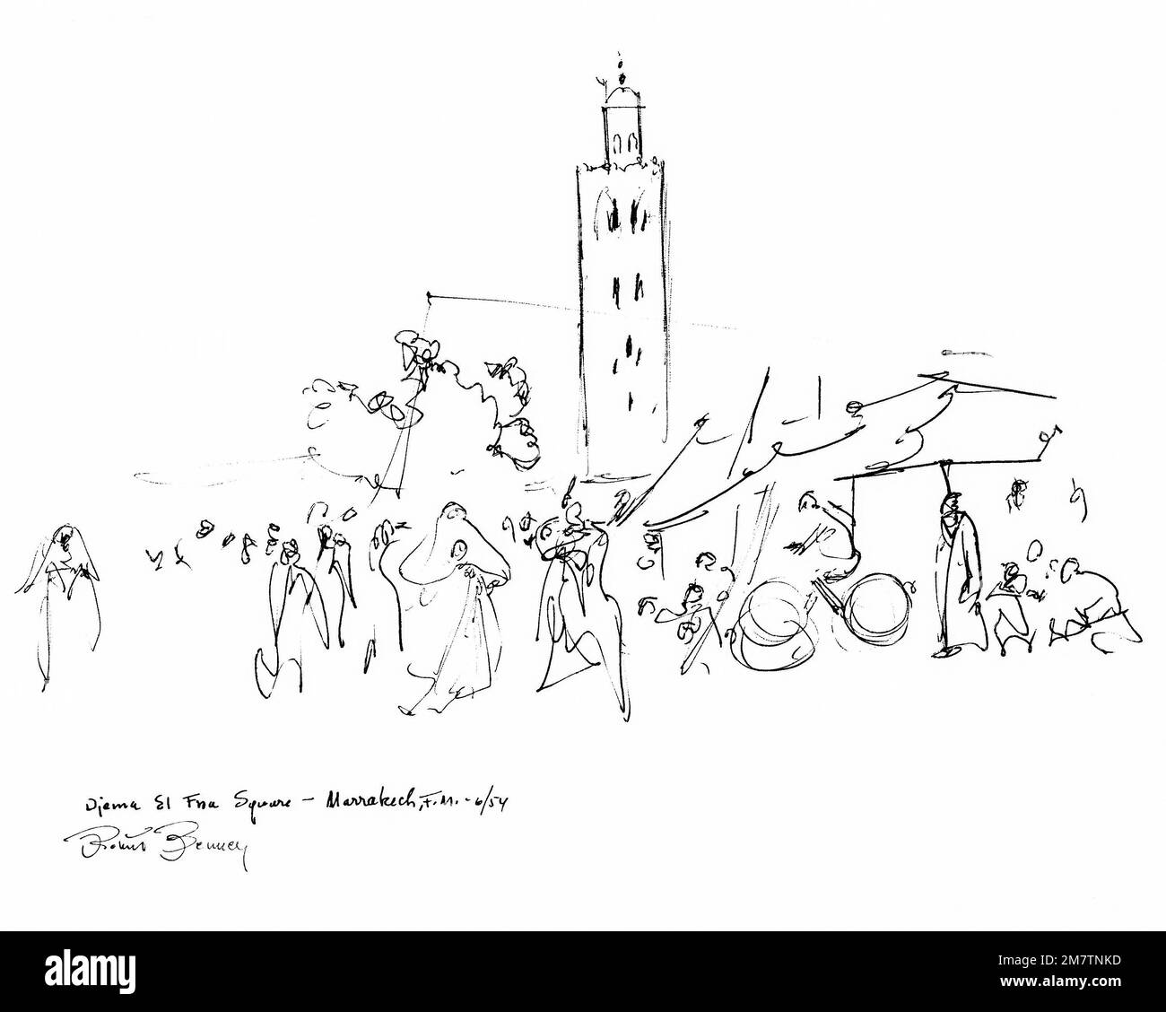 Kunstwerke: "Platz Djema El Fna - Französisches Marokko" Künstler: Robert Benny. Land: Unbekannt Stockfoto