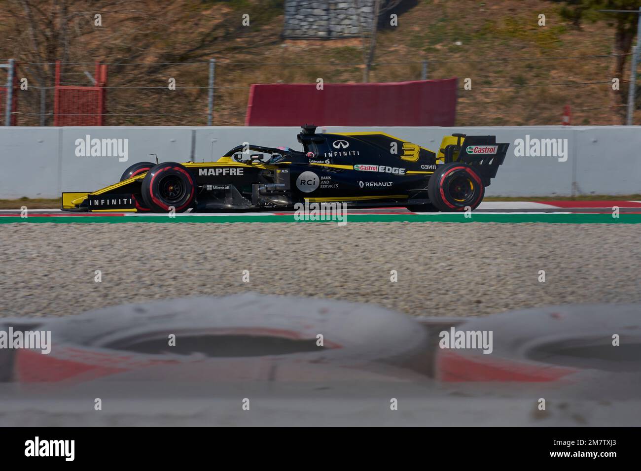 01.03.2019. Montmeló, Spanien, Daniel Ricciardo feiert sein Debüt mit dem Renault-Team in den Vorsaison-Tests auf der Montmelo-Rennstrecke Stockfoto