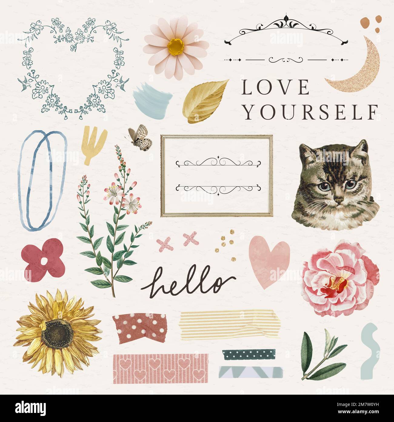 Niedliche feminine Sticker Pack Vektor Stock Vektor