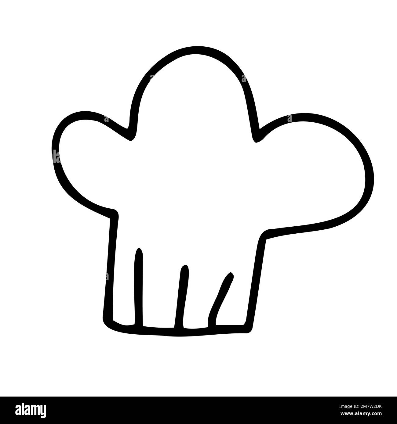 Doodle Cooking Hut. Outline-Köche haben sich auf weißem Hintergrund isoliert. Zuhause, Restaurant kocht Kleider. Mütze im kulinarischen Retro-Stil. Süßer klassischer Küchen-Look Stock Vektor