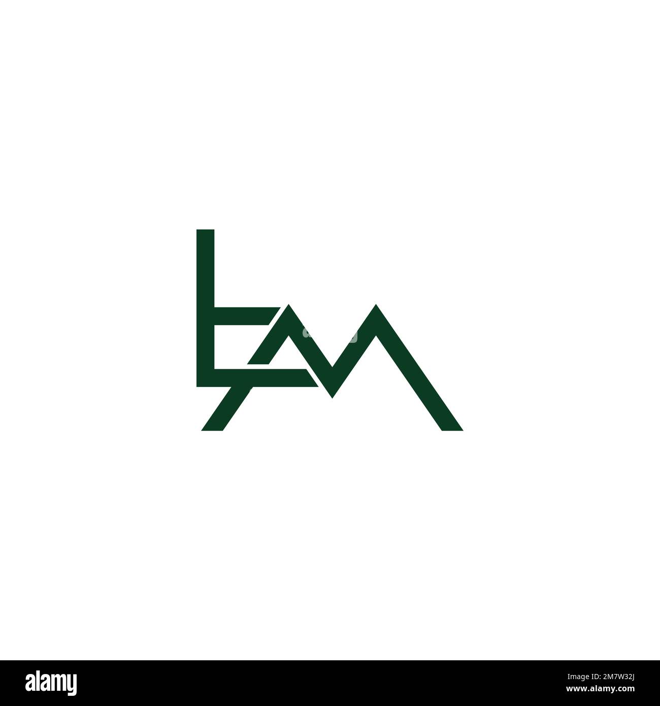 Der Vektor des geometrischen Logos wird mit dem Buchstaben tm verknüpft und überlappt Stock Vektor