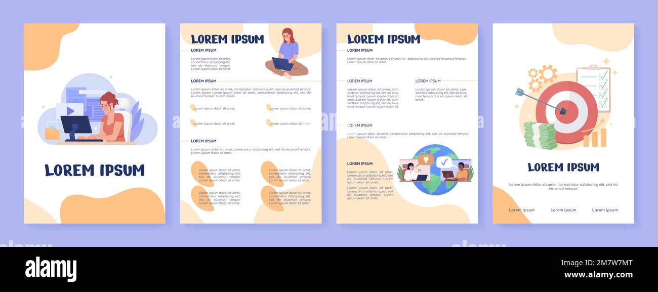 Broschürenvorlage für Remote Worker Flat Vector Stock Vektor