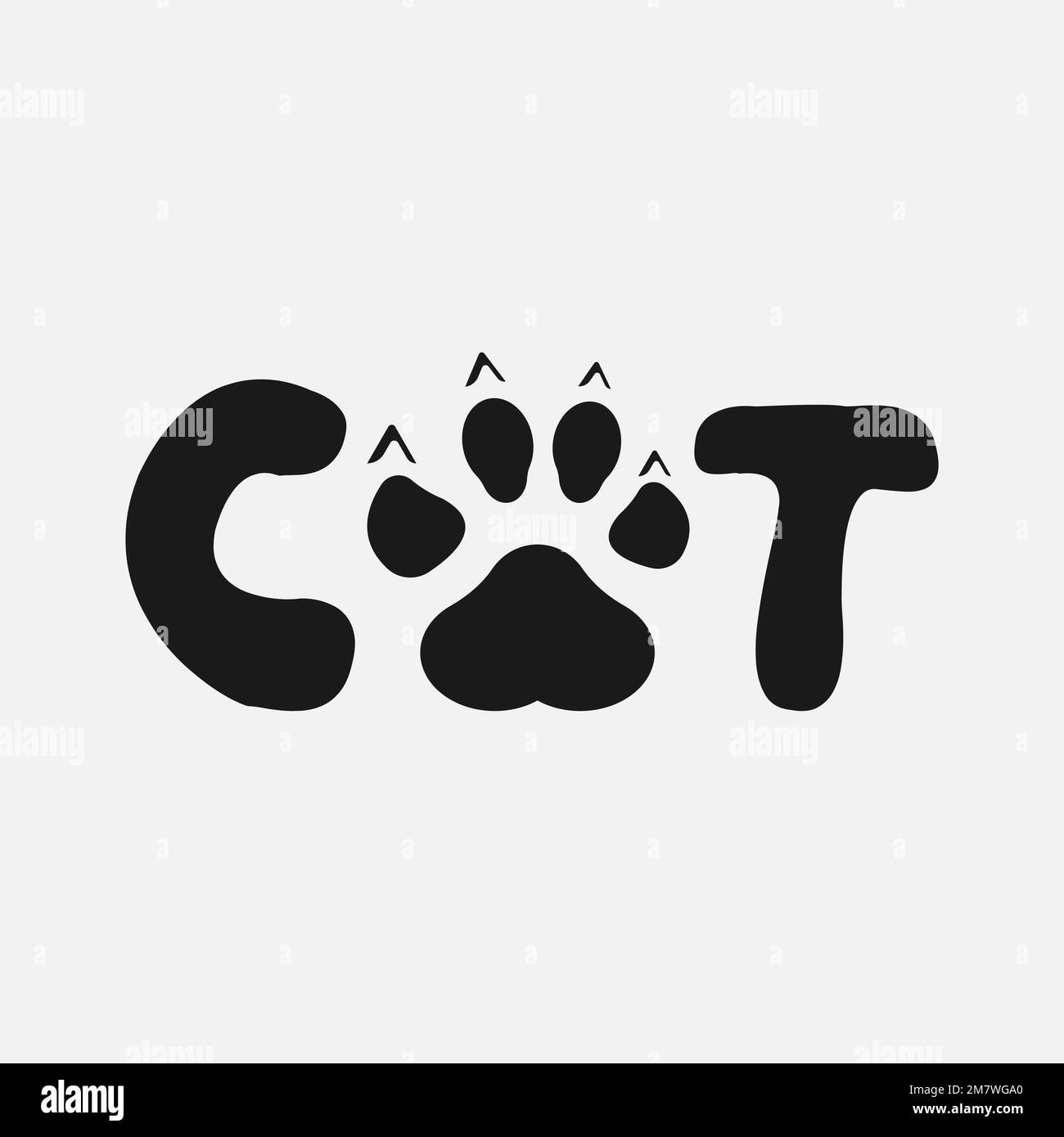 Katzentext Mit Paw Print. Vektordarstellung. Eps 10. Stock Vektor