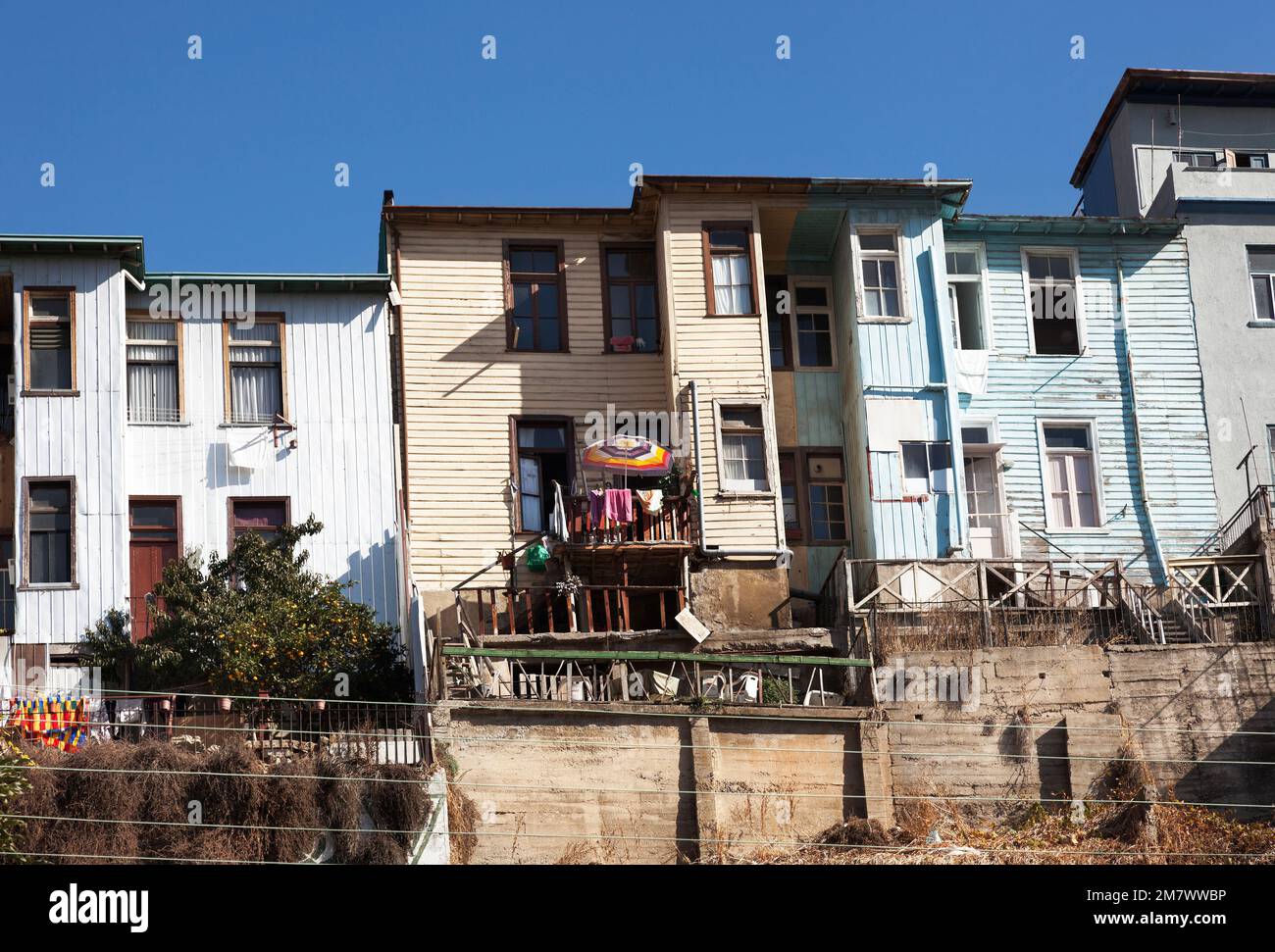 Valparaiso, Chile. 10. Mai 2015: Häuser auf Cerro Concepcion, Valparaiso historisches Weltkulturerbe der UNESCO Stockfoto