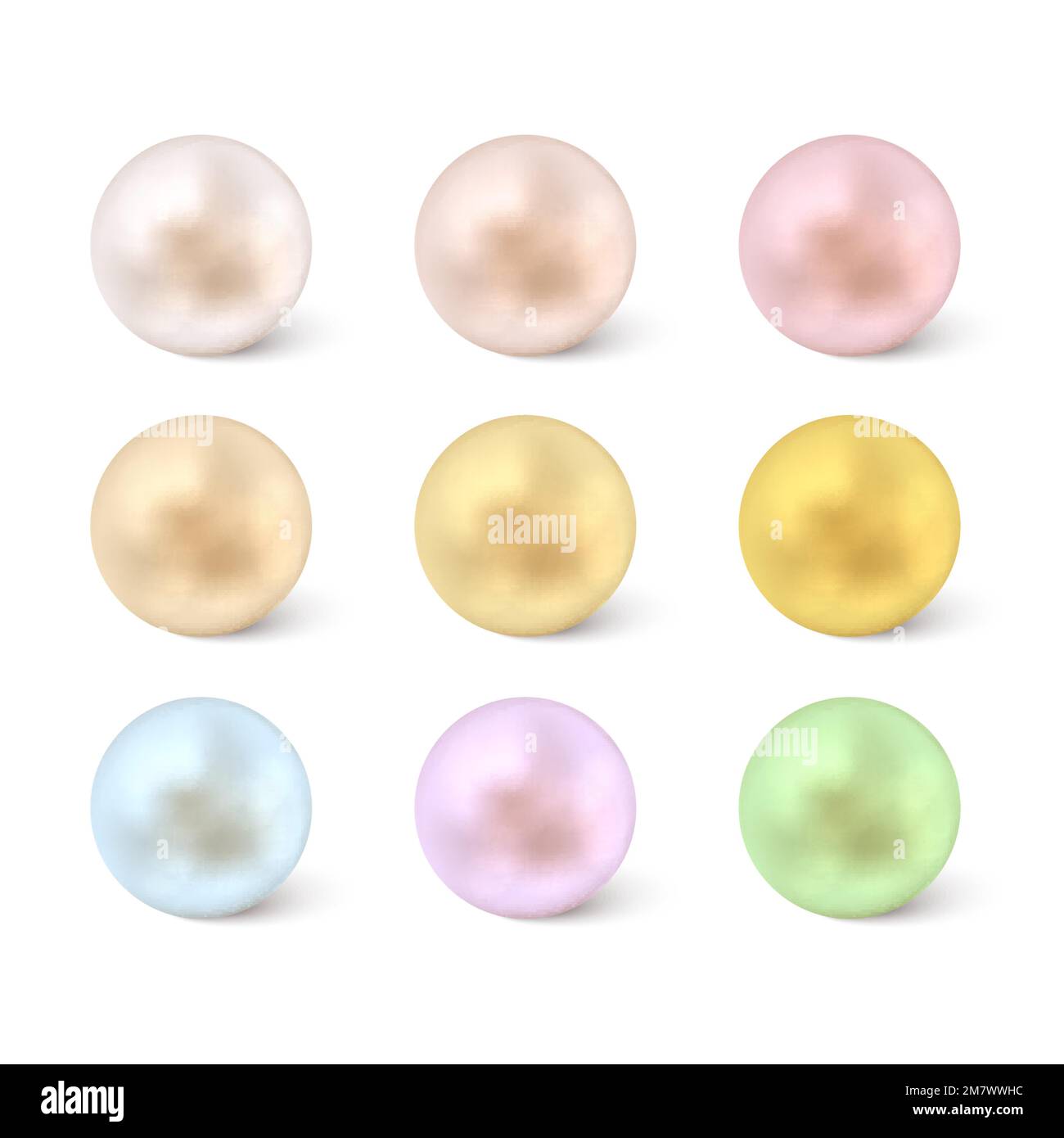 Perlensatz isoliert auf weißem Hintergrund. Vektordarstellung. Eps 10. Stock Vektor