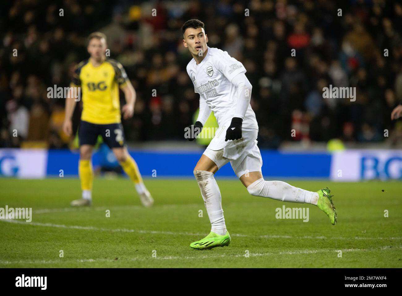 Gabriel Martinelli, brasilianischer Fußballer mit Arsenal in der 3. Runde des FA-Pokals gegen Oxford Utd. Kassam-Stadion, Oxfordshire. 09. Januar 2023 Stockfoto