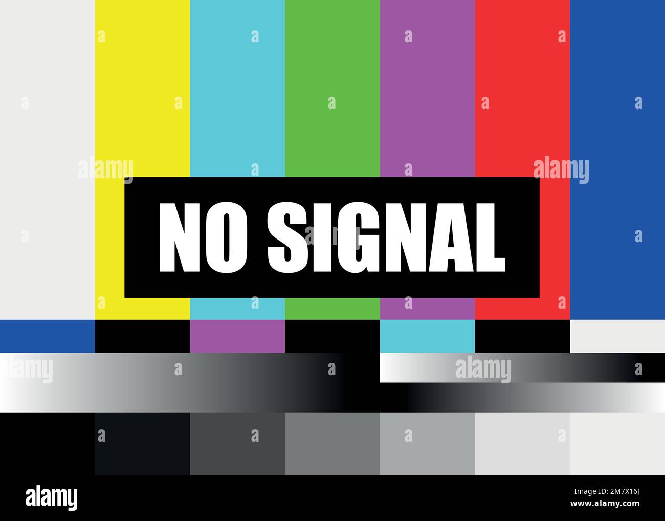 Kein Signal TV Testmuster Vektor. Tv-Farbbalken Signalisieren. Einführung und Ende der TV-Programmierung. SMPTE-Farbbalken Abbildung. Stock Vektor