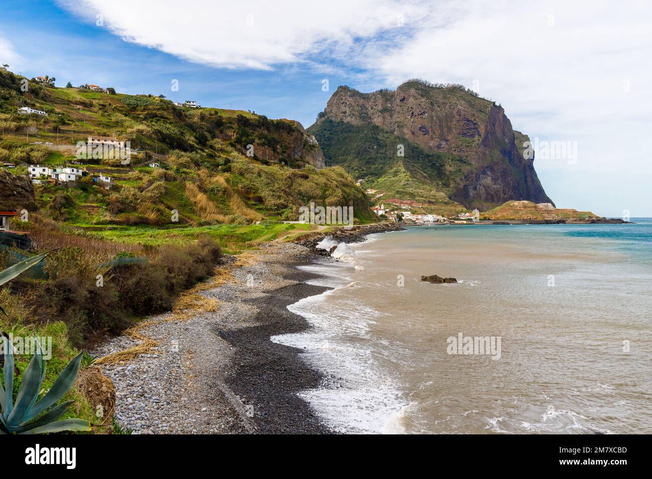 Idyllischer Blick auf den Strand von Maiata auf der Insel Madeira, Portugal Stockfoto