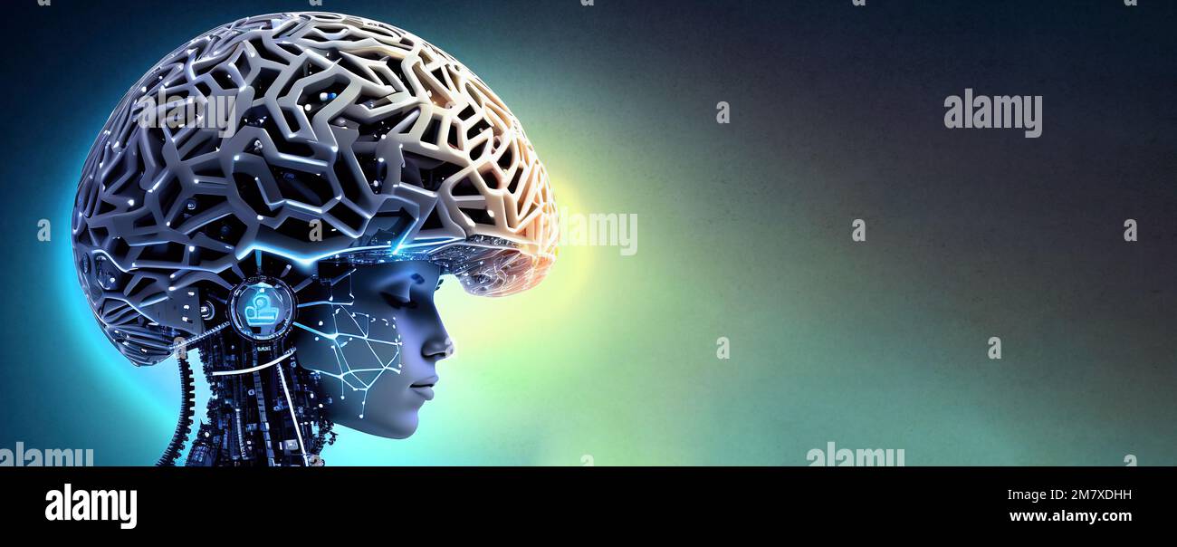 Künstliche Intelligenz und Zukunftstechnologien. KI-Lernkonzept und Konzept der künstlichen Intelligenz. Unternehmen, moderne Technologie, Internet und Netzwerke Stockfoto