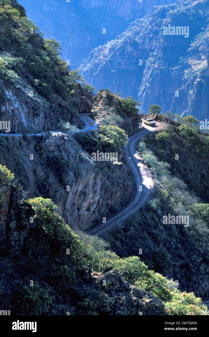 Mexiko, Chihuahua, Sierra Madre Occidenta, Copper Canyon, Batopilas, canyon-Straße Stockfoto