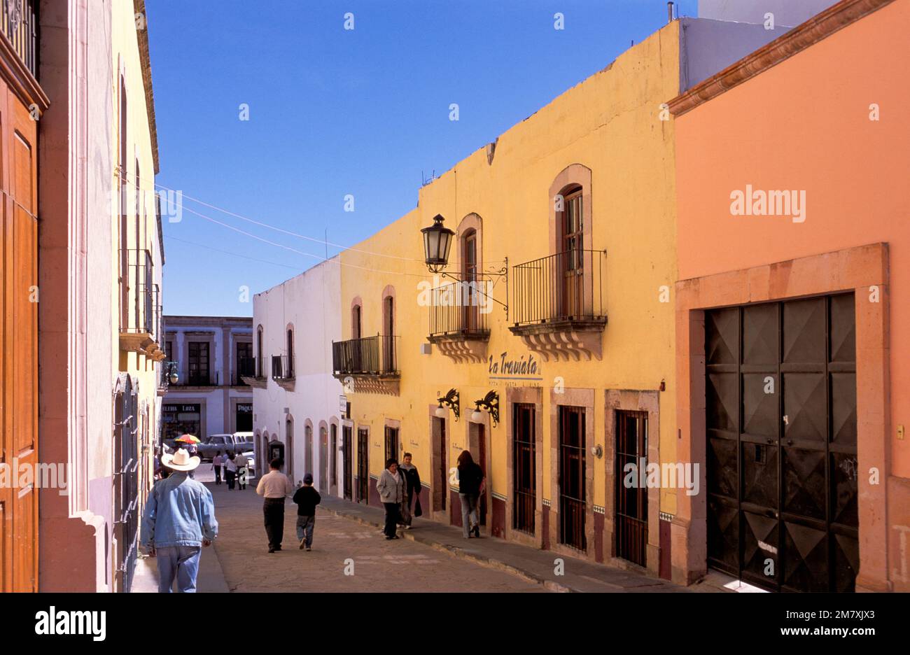 Mexiko, Zacatecas, Zactecas City, historisches Zentrum, Straße, Mexikanisch, Kolonialstil, Architektur, Stadt, Reisen Stockfoto
