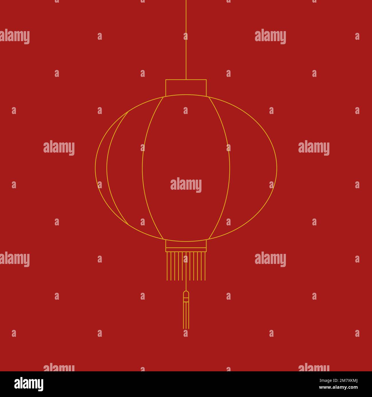 Eine goldene Laterne zum Aufhängen. Frohes Chinesisches Neujahr. Das Jahr des Kaninchens. 2023. Vektordarstellung, flaches Design Stock Vektor