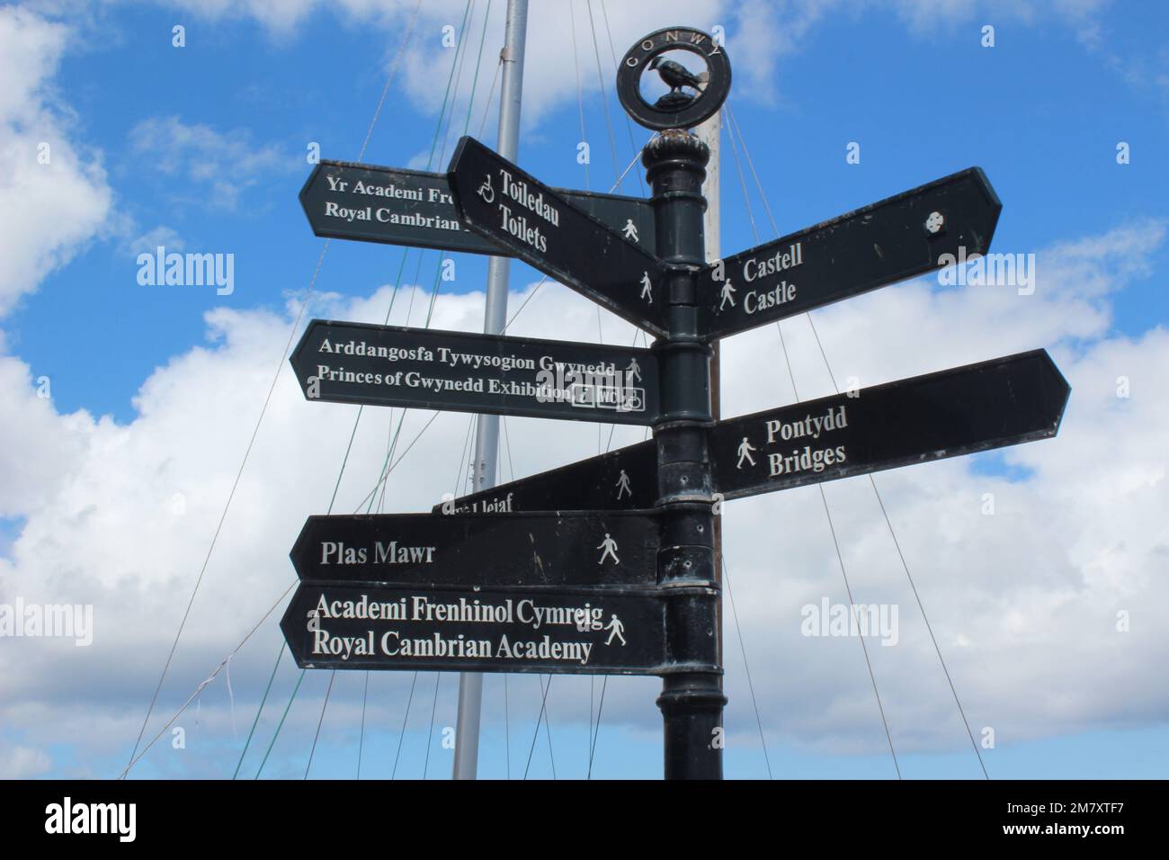 Conwy ist eine ummauerte Marktstadt und Gemeinde an der Küste von Nordwales Stockfoto