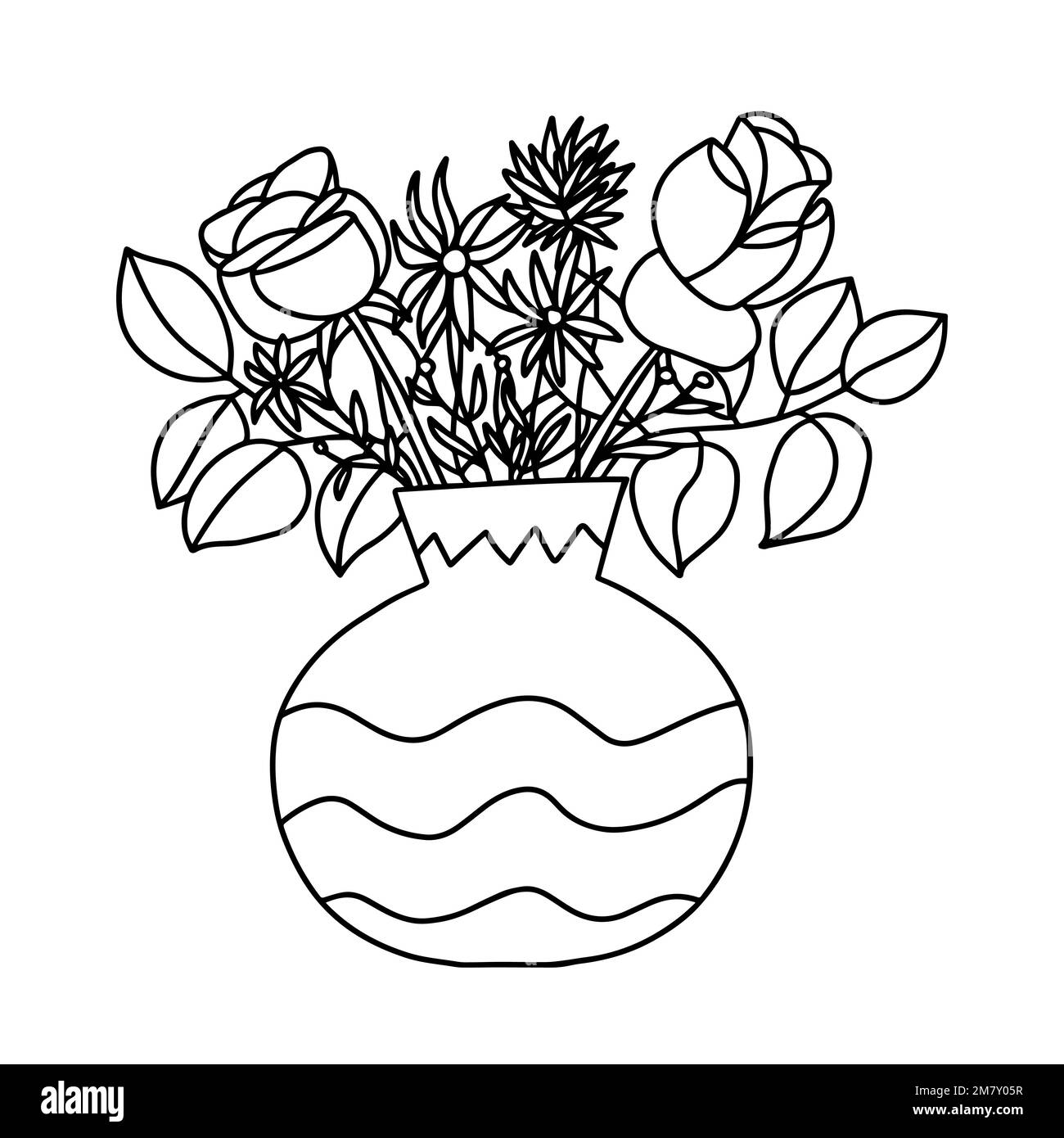 Pudel-Farbvase mit Blumen Stock Vektor