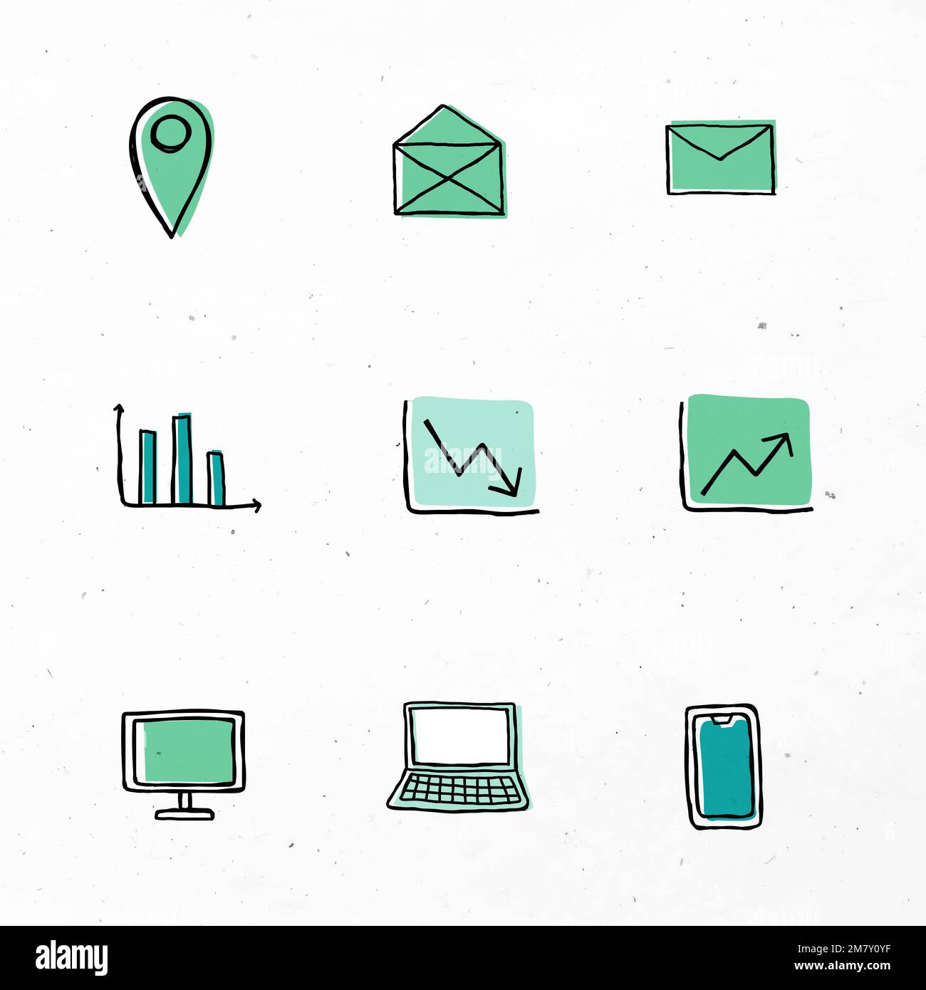 Green Business Icons Vektor mit Doodle Art Design-Set Stock Vektor