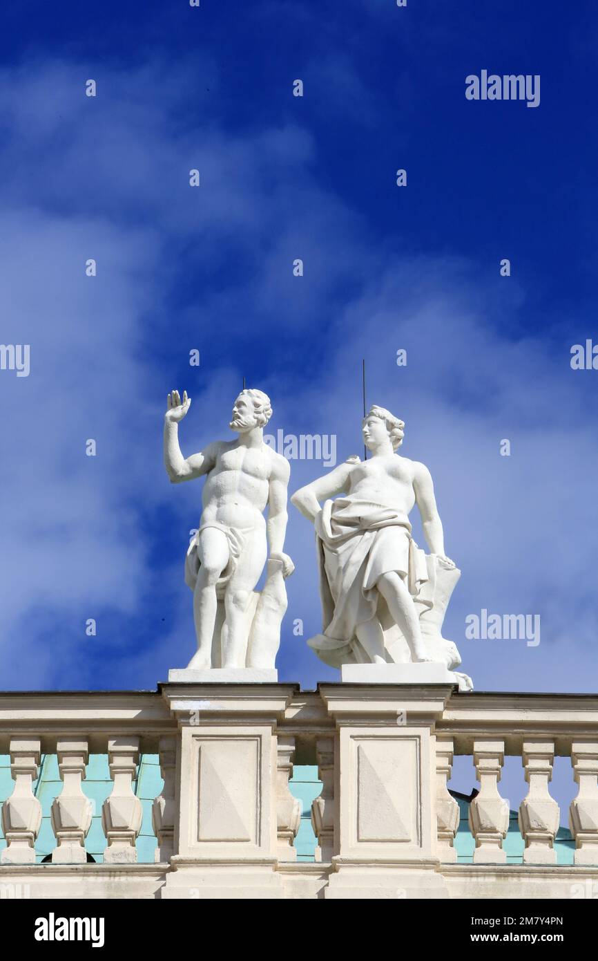 Antike Statuen. Schloss Belvedere. Vienne. Autriche. Europa. Stockfoto