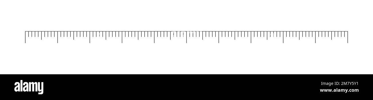 Skala von Mathematik-Lineal, Nähband, medizinisches oder meteorologisches Thermometer. Horizontales Maßdiagramm mit Markup. Werkzeugvorlage für Abstand, Höhe oder Länge. Grafische Vektordarstellung Stock Vektor
