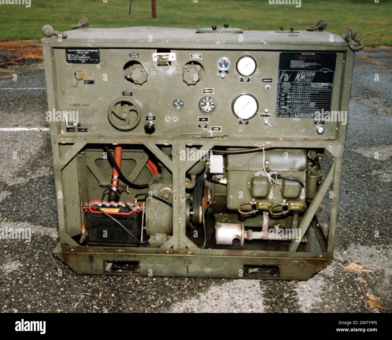 Ein Blick auf das M-12A1 Mobile Dekontaminationsgerät, das vom Chemical Systems Laboratory entwickelt wurde. Basis: Aberdeen Proving Grounds Bundesstaat: Maryland (MD) Land: Vereinigte Staaten von Amerika (USA) Stockfoto