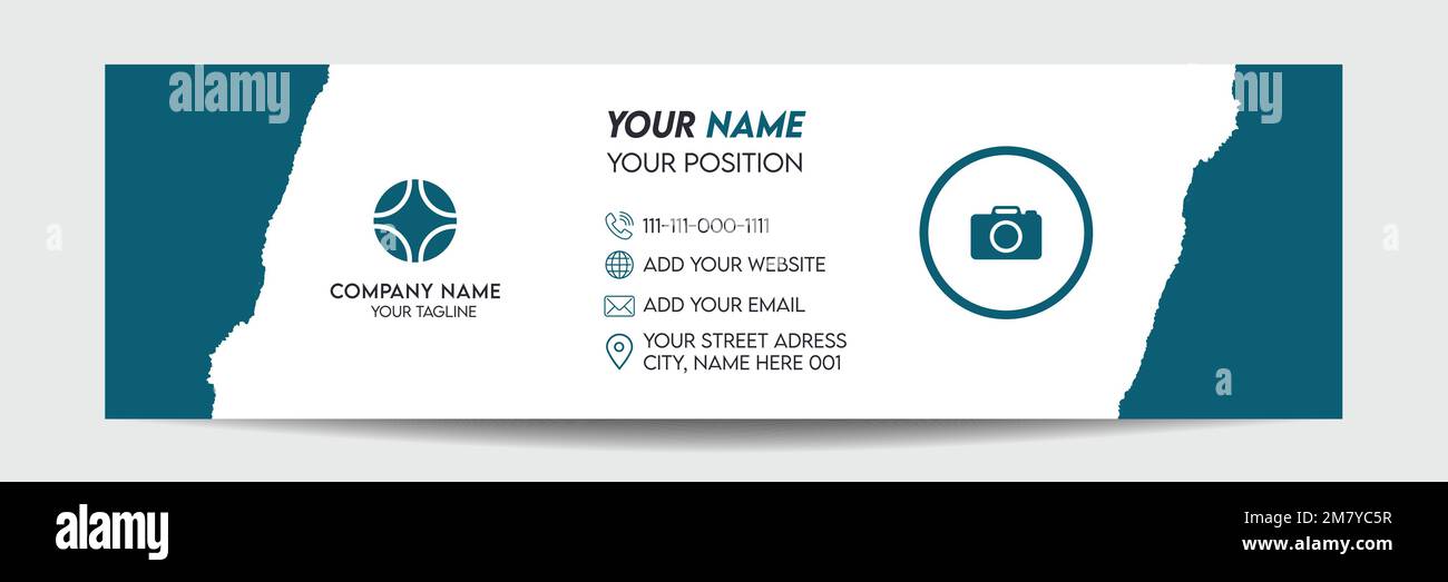 Vorlage für kreative geschäftliche E-Mail-Signaturen. E-Mail-Fußzeile und persönliche Titelseite sozialer Medien Stock Vektor