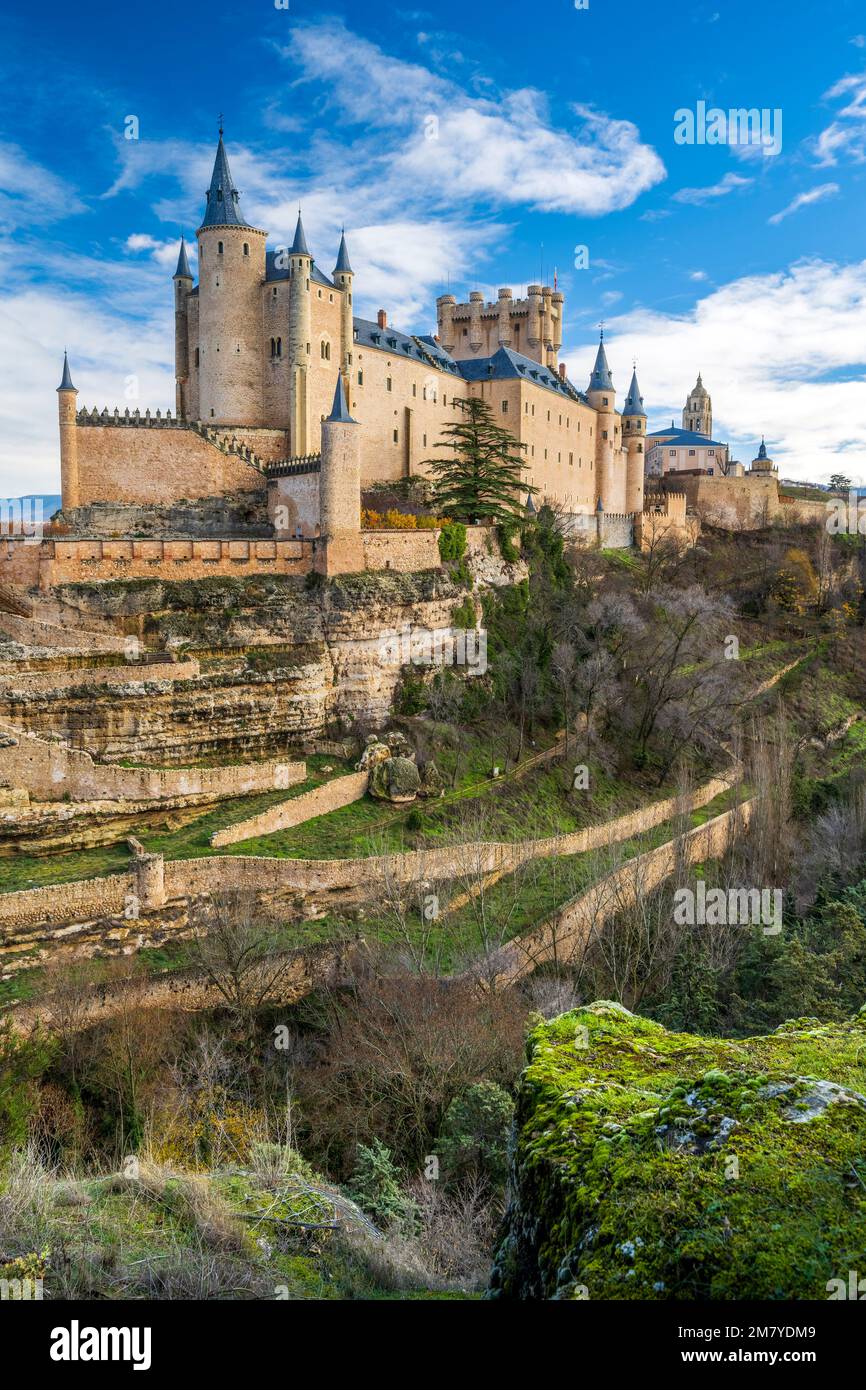 Mittelalterliche Burg Alcazar, Segovia, Kastilien und Leon, Spanien Stockfoto
