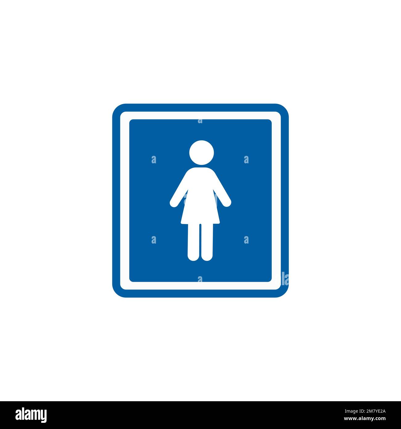 Damentoiletten-Symbolvektor auf blauem Hintergrund - Toilette Damenabbildung Stock Vektor