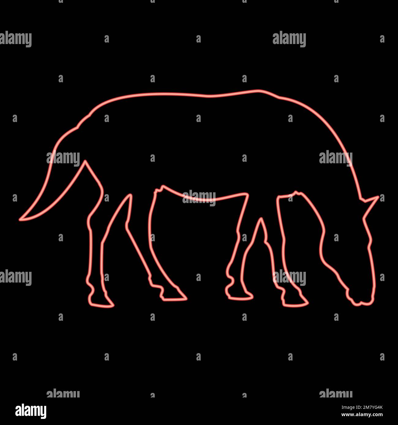 Neon-Pferde Pferde Pferde Stallion Vollblut Mustang rot Vektordarstellung Bild flaches Licht Stock Vektor
