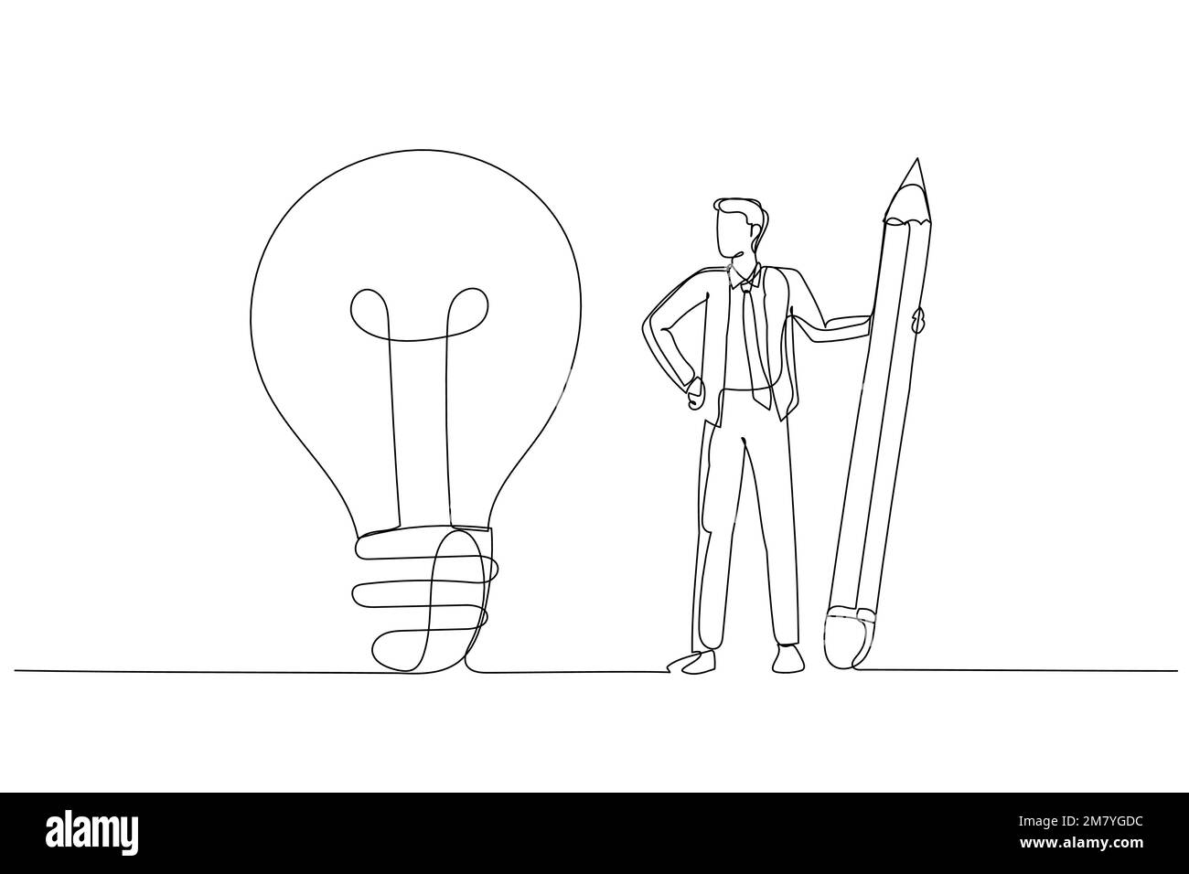 Zeichnen von Geschäftsleuten Verwenden Sie einen Bleistift, um die Punkte miteinander zu verbinden und das Konzept des Geschäftsverständnisses zu entwickeln. Des mit einer durchgehenden Linie im Kunststil Stock Vektor