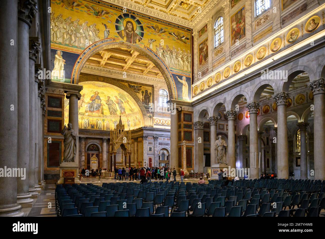 Rom. Italien. Basilika St. Paul vor den Mauern (Basilika Papale di San Paolo fuori le Mura). Stockfoto