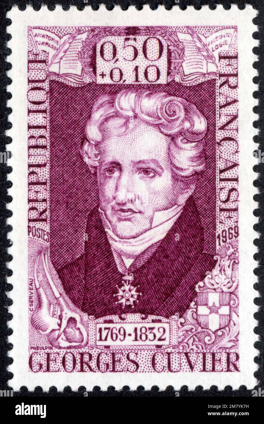 TIMBRE NON BELITERES GEORGES CUVIER 1769-1832. POSTES. RÉPUBLIQUE FRANCAISE. 1969. 0,50+0,10 Stockfoto