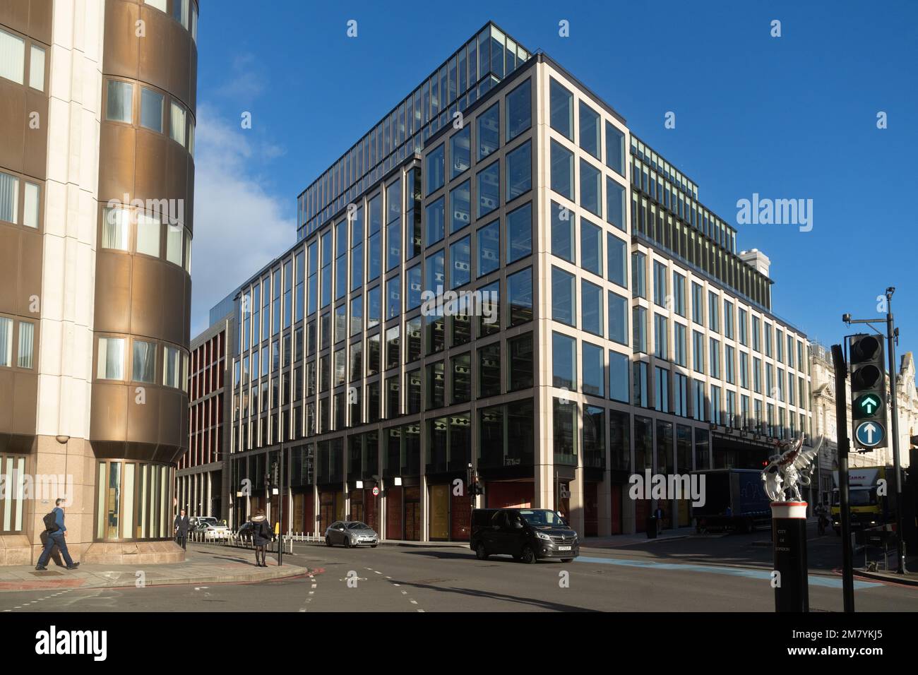 Das JJ Mack Building in 33 Charterhouse Street ist ein Bürogebäude mit Blick auf Smithfield in London EC1 Stockfoto