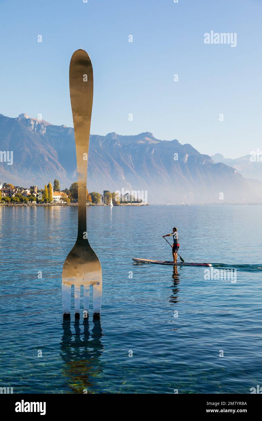 VEVEY, KANTON VAUD, SCHWEIZ Stockfoto