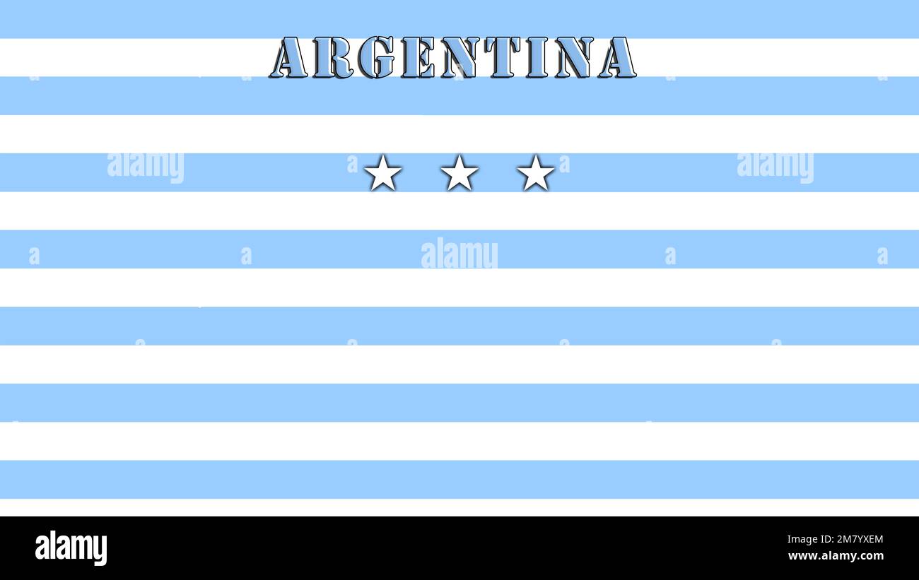 Argentinischer Fußballweltmeister, jetzt sind 3 Sterne auf der Brust des Trikots. Grafik mit argentinischer Flagge und Champions-Stars! Stockfoto