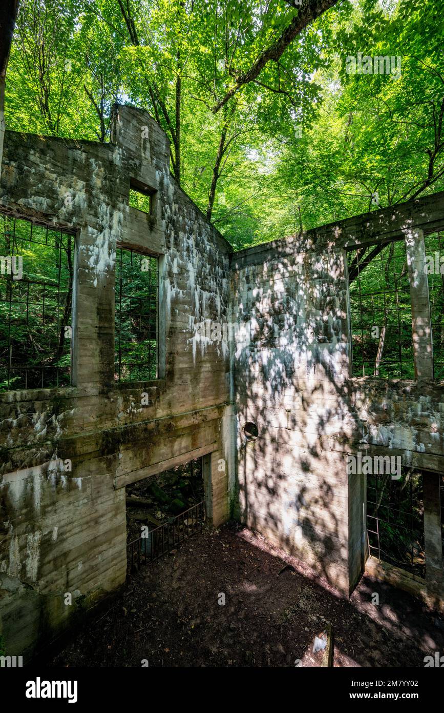 Ruines Carbide Willson, Chelsea, Québec, Kanada Stockfoto