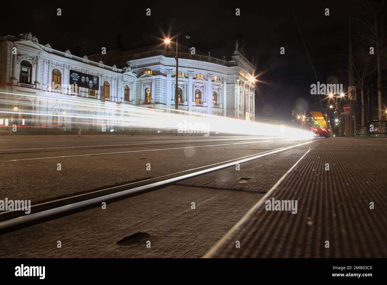 Burgtheater Wien Langzeit-Exposition bei Nacht Stockfoto