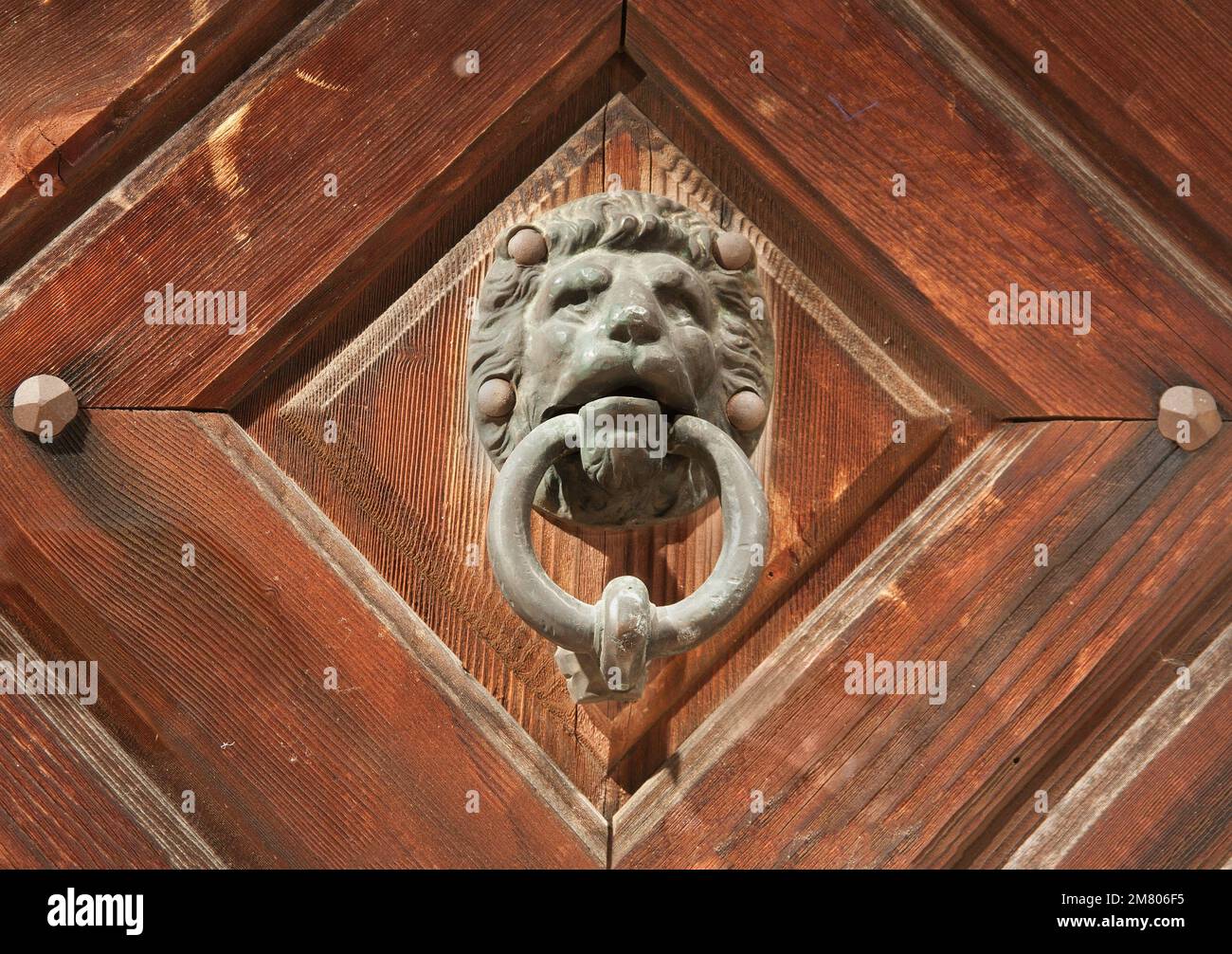 Türknauf mit Löwenkopf aus Bronze (manueller Fokus) Stockfoto