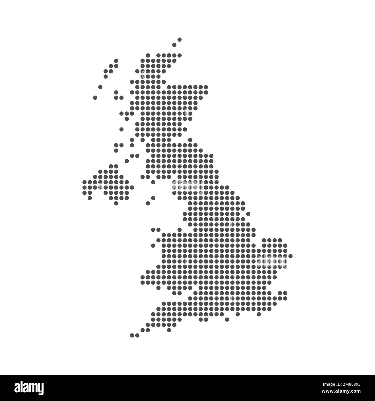 Pixelmosaikkarte von Großbritannien. Halbtondesign. Vektordarstellung. Eps 10. Stock Vektor