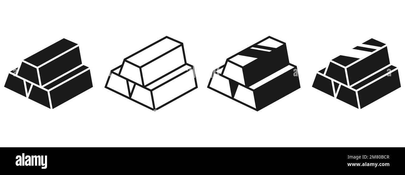 Satz goldener Balkensymbole. Business Trading Finance Goldbarren oder -Ingots. Vektordarstellung. Eps 10. Stock Vektor