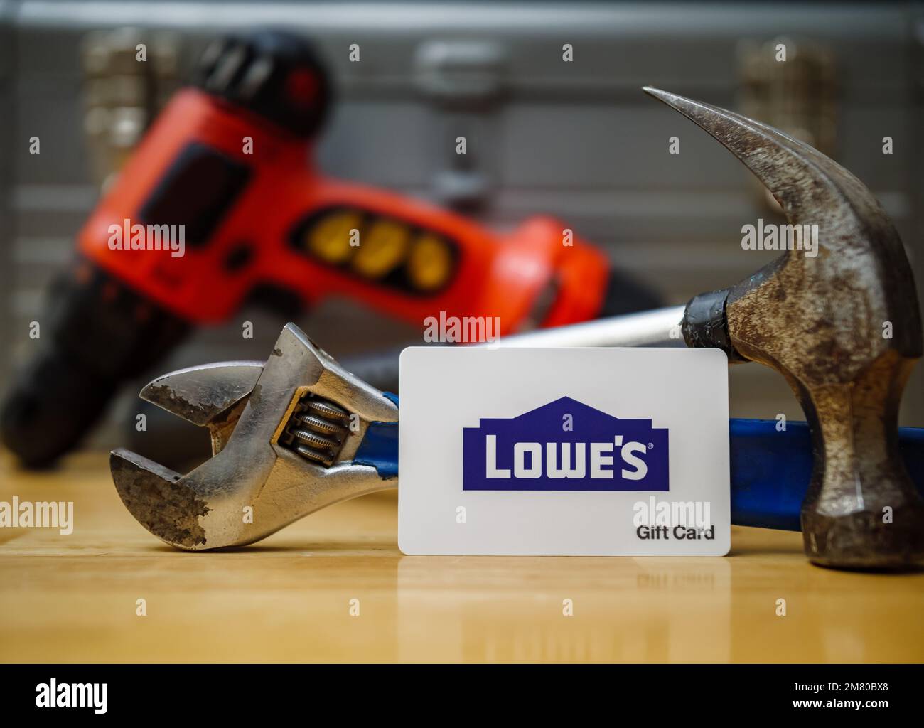 Lowes Gutschein für einen Baumarkt. Stockfoto