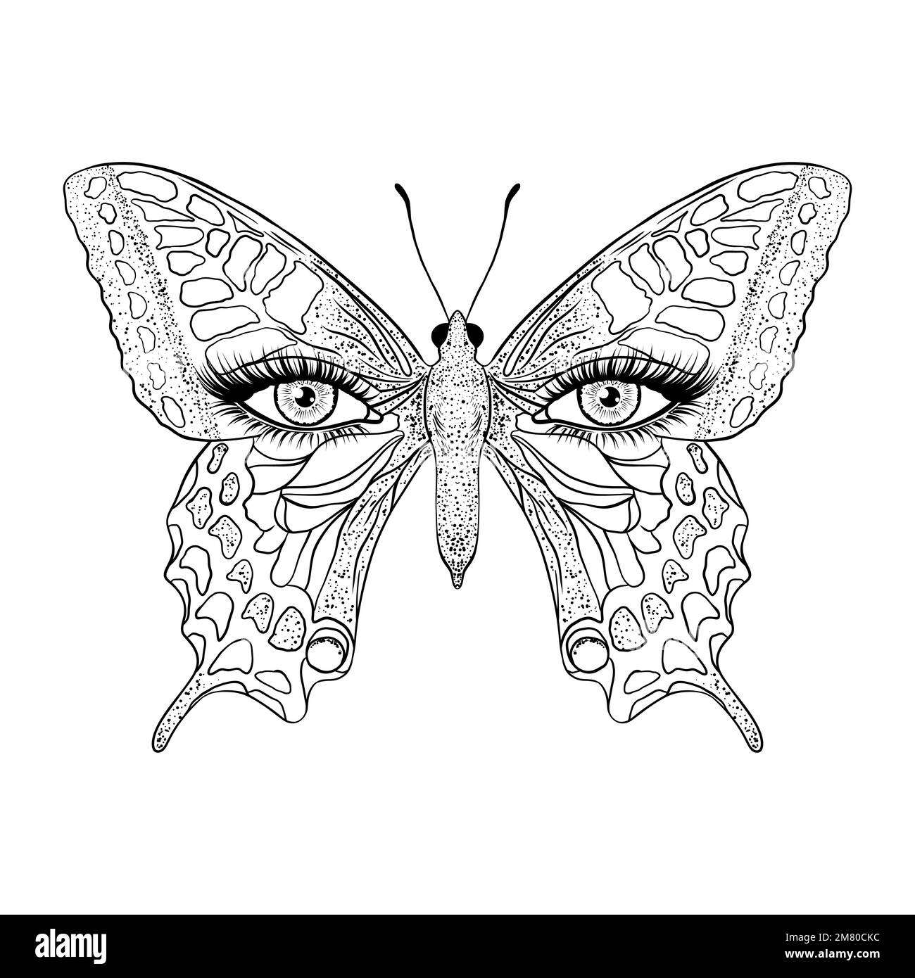 Schmetterling mit weiblichen Augen. Stock Vektor