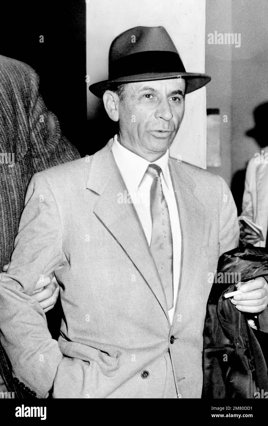 Meyer Lansky. Foto der amerikanischen Figur des organisierten Verbrechens mit dem Spitznamen "Mobs Accountaint", Meyer Lansky (geb. Maier Suchowljansky, 1902-1983) von Orlando Fernandez, 1958. Stockfoto