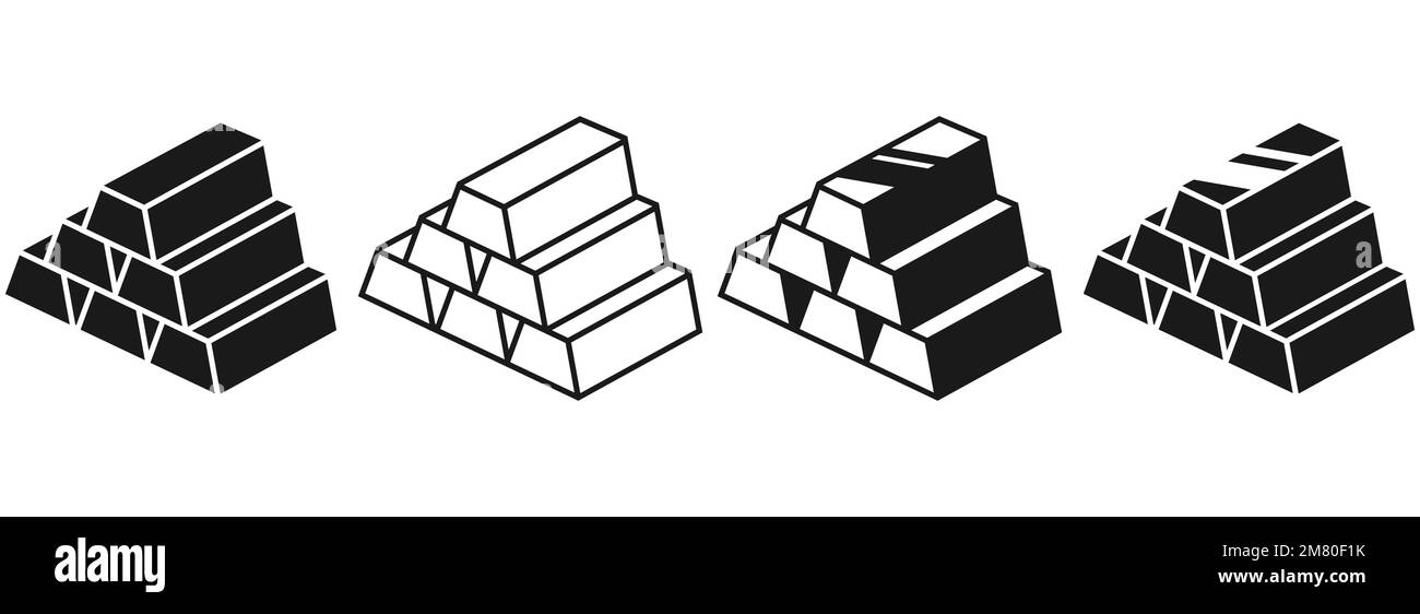 Satz goldener Balkensymbole. Business Trading Finance Goldbarren oder -Ingots. Vektordarstellung. Eps 10. Stock Vektor