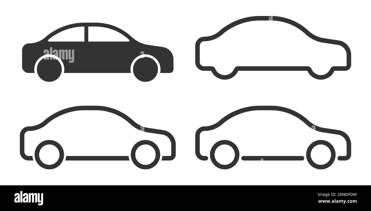 Auto-Symbole in linearem Stil. Transportsymbol. Vektordarstellung. Eps 10. Stock Vektor
