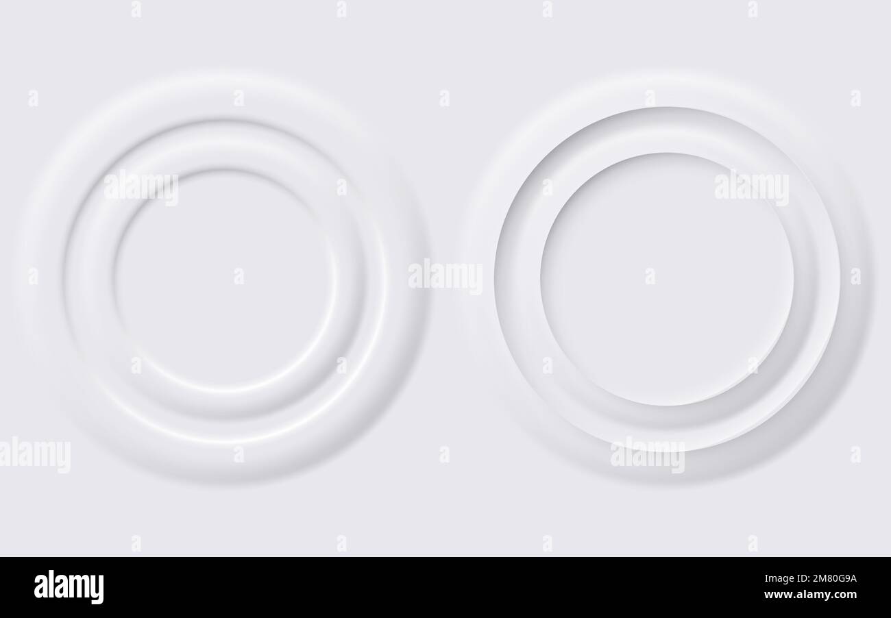 Set aus neumorphen UI-Designelementen. Neumorphe Zirkel. Vektordarstellung. Eps 10. Stock Vektor