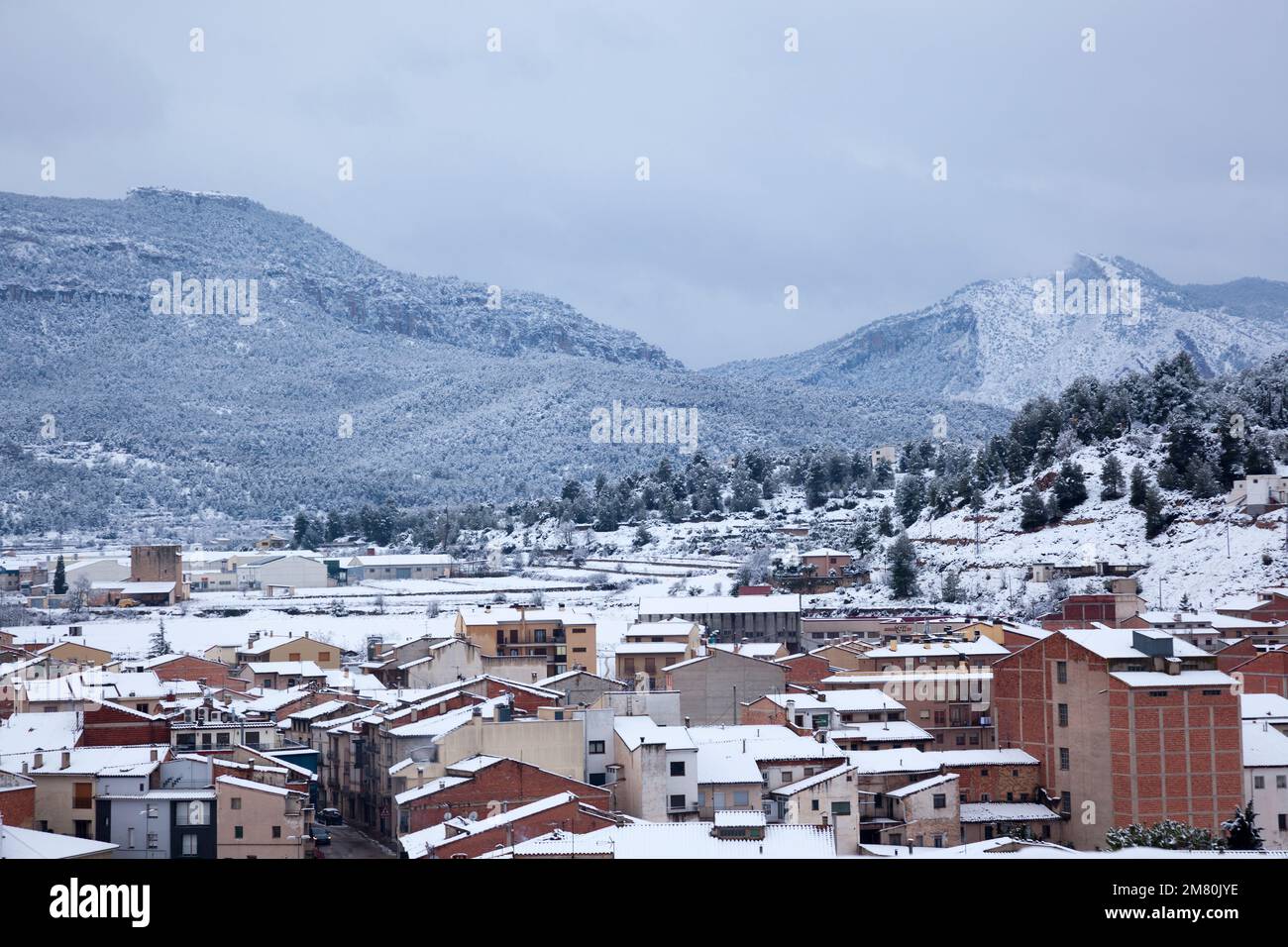 Valderrobres Dorf im Winter. Spanien Stockfoto