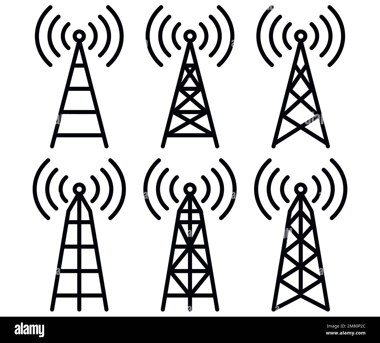 Symbolsatz Antenne. Funkturm-Symbole. Vektordarstellung. Eps 10. Stock Vektor