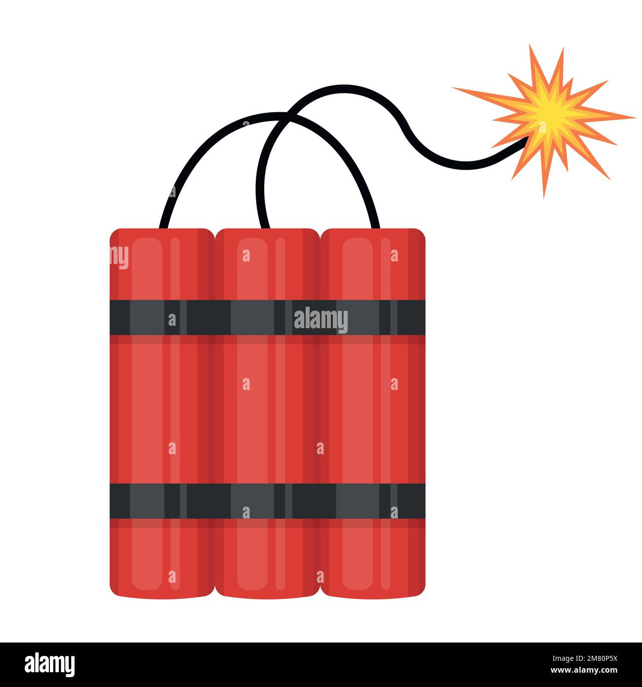 Dynamit-Bomben-Sticks mit Feuerblitz-Symbol. Vektordarstellung. Eps 10. Stock Vektor