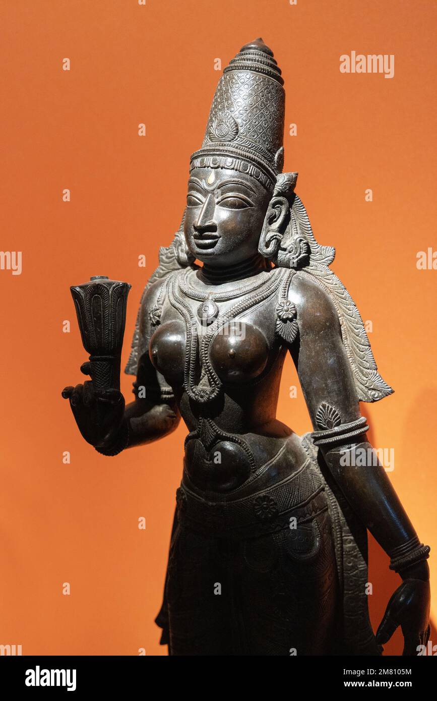 Statue der indischen Hindu-Göttin Parvati, alias. Uma, Kali, Durga, die Frau von Shiva. Aus Indien des 19. Jahrhunderts. Das Czartoryski-Museum Krakau Polen Stockfoto