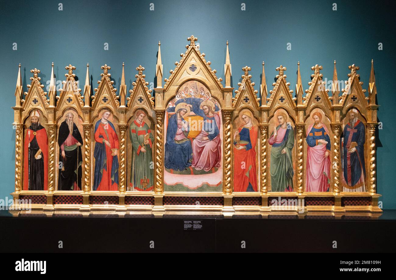 Mittelalterliche Kunst; Renaissance Polyptych Zentrum, 'die Krönung der Maria', von Jacobello di Bonomo, Italien, 14. Jahrhundert, 1380-1390; Czartoryski Museum Stockfoto